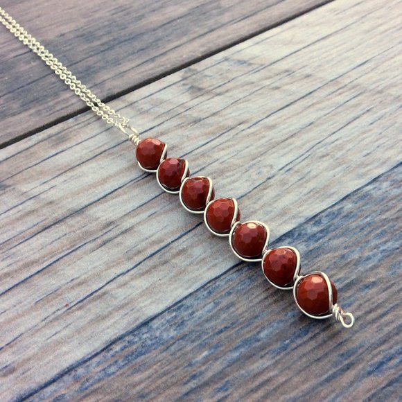 Red Jasper necklace, Root chakra, Sterling Silver, crystal healing - Picture 3 of 7